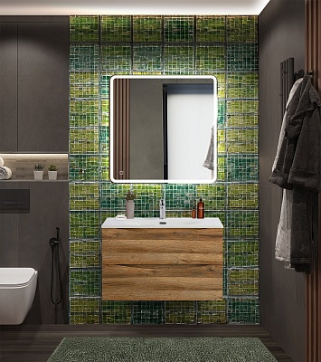 Тумба с раковиной подвесная BelBagno MARINO-CER-N 80 Rovere Rustico, раковина белая