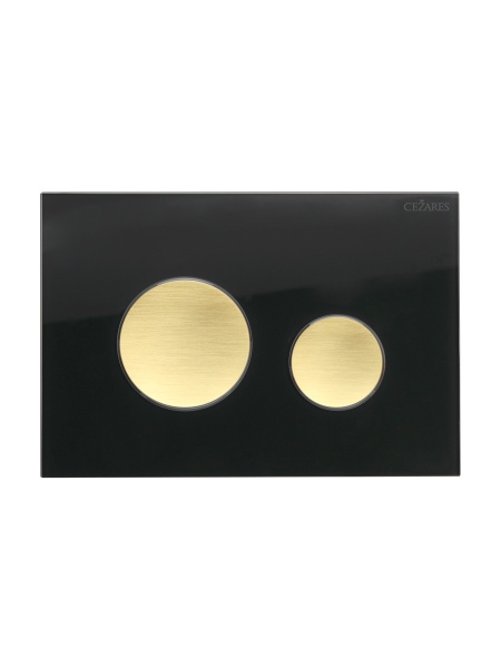 CEZARES LUX-GN-BORO-C Кнопка смыва CEZARES LUX черное стекло, клавиши брашированное золото (пластик)