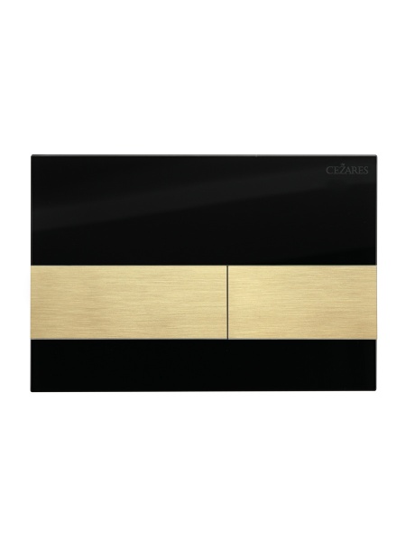 CEZARES LUX-GN-1-BORO Кнопка смыва CEZARES LUX Черное стекло, клавиши брашированное золото (пластик)