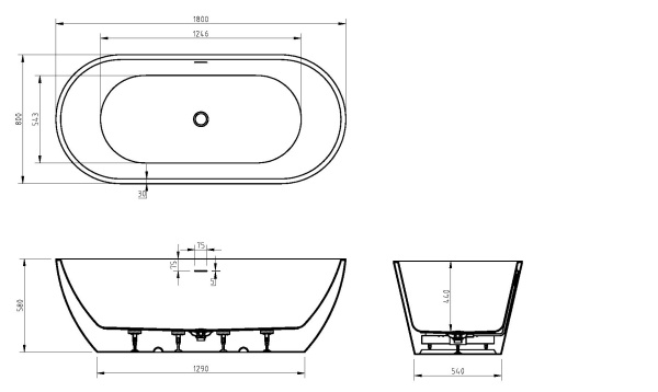 Акриловая ванна BelBagno UNO BB701-1800-800-K