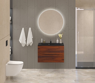 Тумба с раковиной подвесная BelBagno MARINO 80 Rovere Cillegio, раковина чёрная BB800/450-LV-ART-PR-NERO