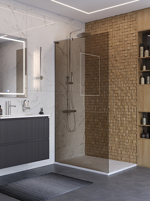 Душевая перегородка BelBagno UNO-L-1-TB-100-BR-Cr