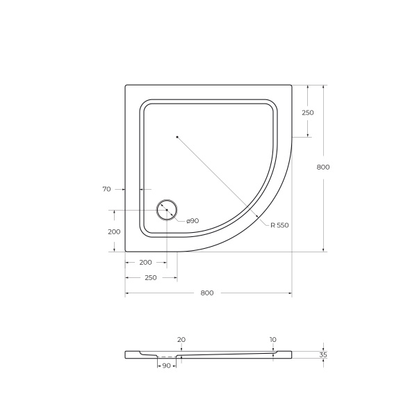 Поддон SMC CEZARES TRAY-M-R-80-550-35-W