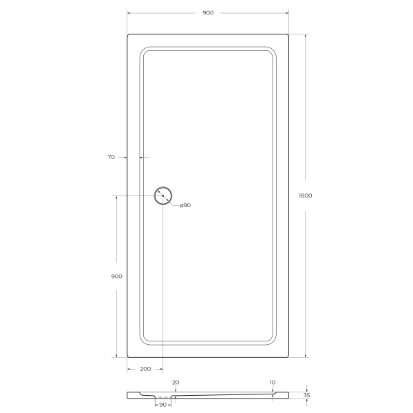 Поддон SMC CEZARES TRAY-M-AH-180/90-35-W