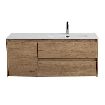 Тумба с раковиной подвесная с двумя ящиками и одной дверцей BelBagno KRAFT 120 Rovere Nebrasca Nature правая, раковина белая