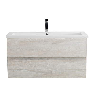 Тумба с раковиной подвесная CEZARES MOLVENO 46 100 Legno Bianco, раковина белая CZR-8070-100