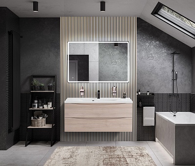 Тумба с раковиной подвесная BelBagno MARINO 120 Rovere Bianco, раковина белая