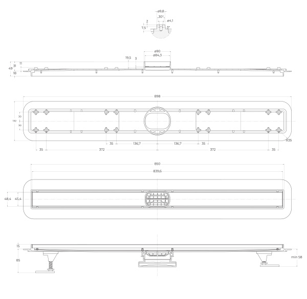 Душевой лоток BelBagno BB-LD-LUCE-90-BIANCO