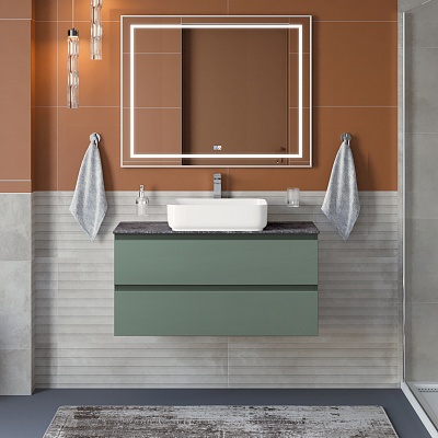 Тумба со столешницей подвесная BelBagno KRAFT 100 Еловый Матовый, столешница KEP-100-GRN