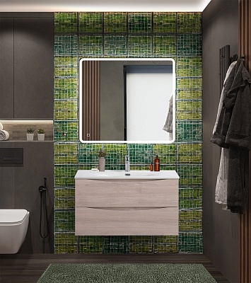 Тумба с раковиной подвесная BelBagno MARINO-CER-N 90 Rovere Grigio, раковина белая