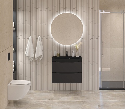 Тумба с раковиной подвесная BelBagno MARINO 70 Nero Lucido, раковина чёрная BB700/450-LV-ART-AST-NERO