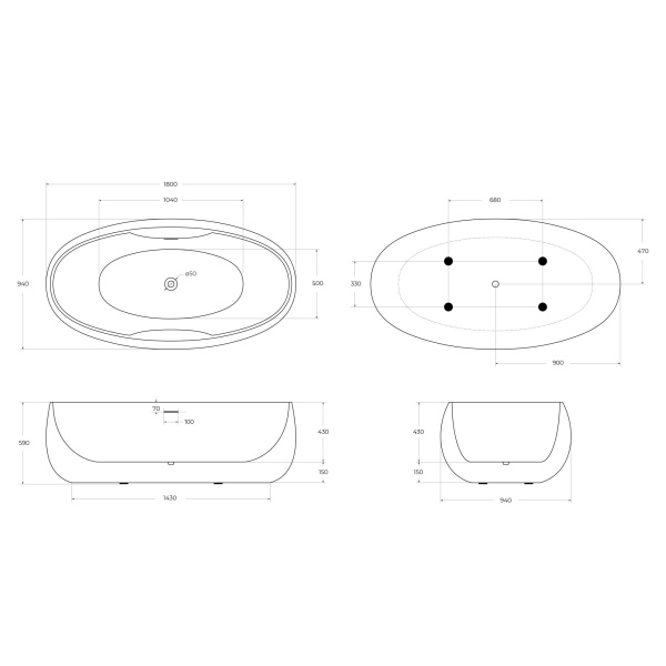 Акриловая ванна BelBagno BB502-1800-900
