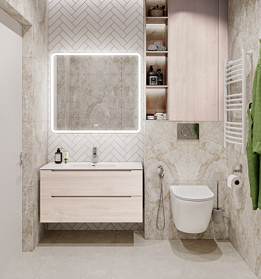 Тумба с раковиной подвесная BelBagno ETNA 90 Rovere Grigio, раковина белая