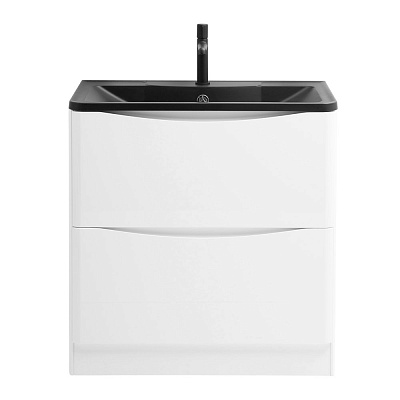 Тумба с раковиной напольная BelBagno ACQUA 100 Bianco Lucido, раковина чёрная