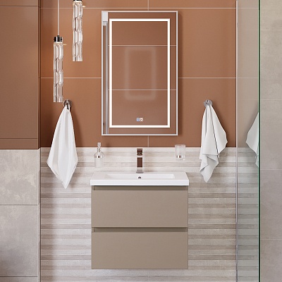 Тумба с раковиной подвесная BelBagno СТРУКТУРА (KRAFT) 60 Бежевый матовый, раковина BB-8070-60