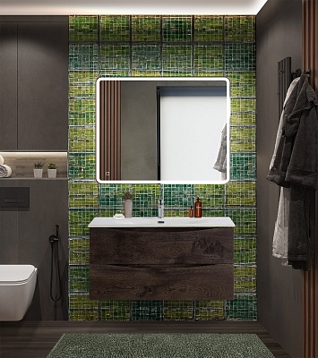 Тумба с раковиной подвесная BelBagno MARINO-CER-N 100 Rovere Nature Grigio, раковина BB-8099-100