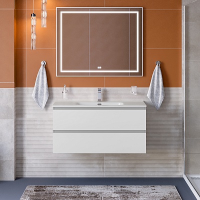 Тумба с раковиной подвесная BelBagno СТРУКТУРА (KRAFT) 100 Белый матовый, раковина BB1000ETL