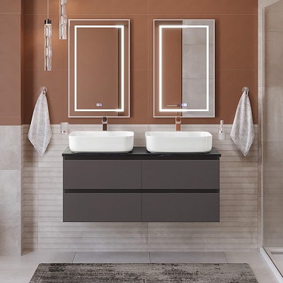 Тумба с четырьмя ящиками и столешницей подвесная BelBagno KRAFT 120 Темно-Серый Матовый, столешница KEP-120-2-MNO