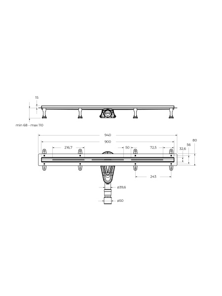 Душевой лоток CEZARES ЛЮКС (LUX) LUX-LD-90-GM