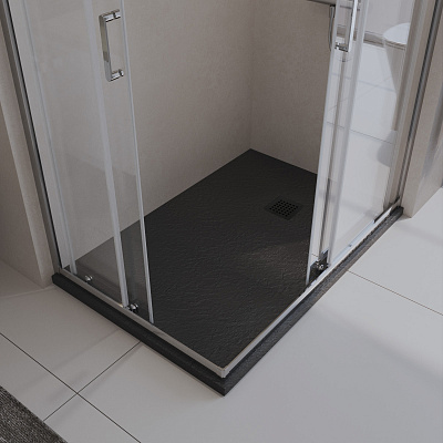 Душевой поддон из искусственного мрамора в комплекте с сифоном BelBagno UNO TRAY-MR-UNO-AH-120/80-35-NERO-NO