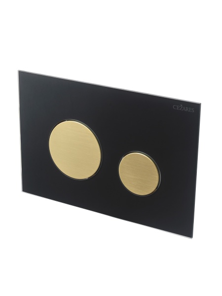 LUX-GN-BORO-C Кнопка смыва CEZARES LUX черное стекло, клавиши брашированное золото (пластик) — фото 4