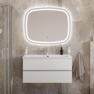 Тумба с раковиной подвесная CEZARES MOLVENO 46 100 Bianco Ghiaccio, раковина белая CZR-8070-100
