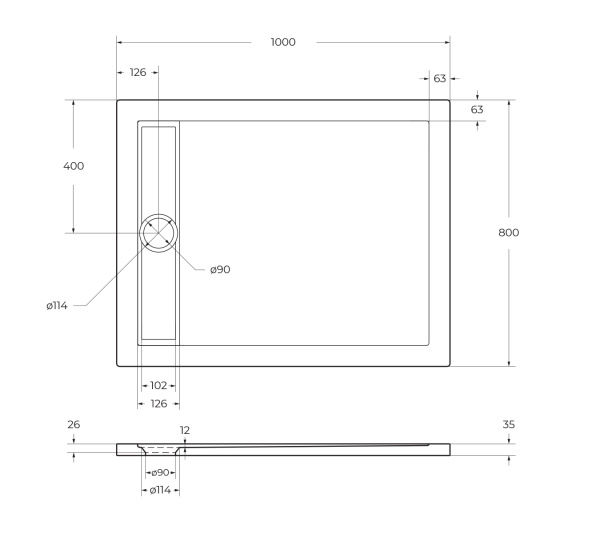 Акриловый поддон BelBagno TRAY-BB-DUE-A-100-4-W0