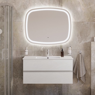 Тумба с раковиной подвесная CEZARES MOLVENO 46 100 Bianco Ghiaccio, раковина белая CZR-8002-100