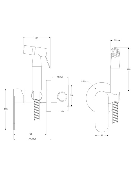 Гигиенический душ со смесителем CEZARES STYLUS-DIF-NOP