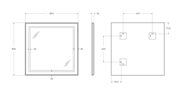Зеркало BelBagno SPC-KRAFT-800-800-SENS-AL