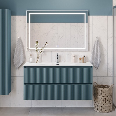 Тумба с раковиной подвесная BelBagno UNO 120 Голубой Матовый, раковина BB-8099-120