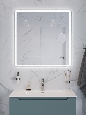 Зеркало с подсветкой и встроенной линзой 3-х кратного увеличения BelBagno SPC-MAR-800-800-LED-TCH-LNZ