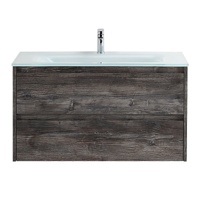 Тумба со стеклянной раковиной подвесная BelBagno KRAFT 80 Pino Pasadena, раковина белая