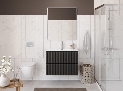 Тумба с раковиной подвесная BelBagno UNO-MINI 90 Темно-Серый Матовый, раковина BB-8099-3-90