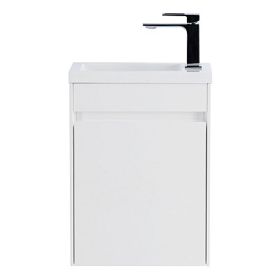 Тумба с раковиной подвесная с дверкой BelBagno PIETRA MINI 40-L Bianco Lucido, раковина белая