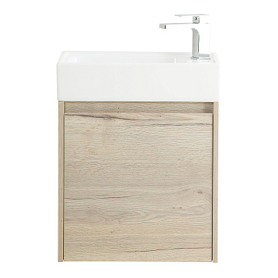 Тумба с раковиной подвесная BelBagno KRAFT MINI 50 Rovere Galifax Bianco левосторонняя, раковина белая
