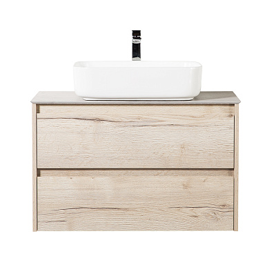 Тумба со столешницей и накладной раковиной подвесная BelBagno KRAFT 80 Rovere Galifax Bianco