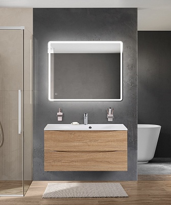 Тумба с раковиной подвесная BelBagno MARINO 100 Rovere Bianco, раковина белая BB1000/450-LV-MR-FT