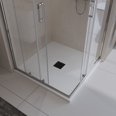 Душевой поддон из искусственного мрамора в комплекте с сифоном BelBagno UNO TRAY-MR-UNO-A-90-35-W-NO